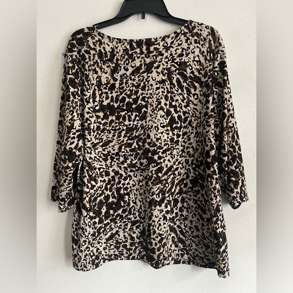 CJ Banks Animal Print Blouse - Brown and Black - Picture 2 of 5